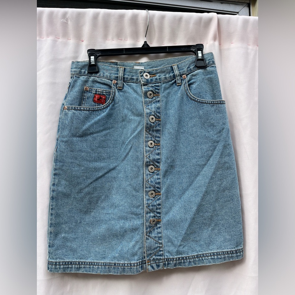 Classic Blue Denim A-Line Skirt 100% Cotton